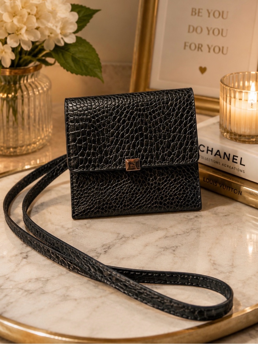 a new day Black Croc-Textured Crossbody Bag